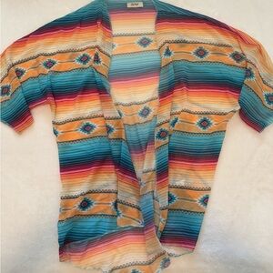 Bright Multi-Color Open-Front Kimono Jacket